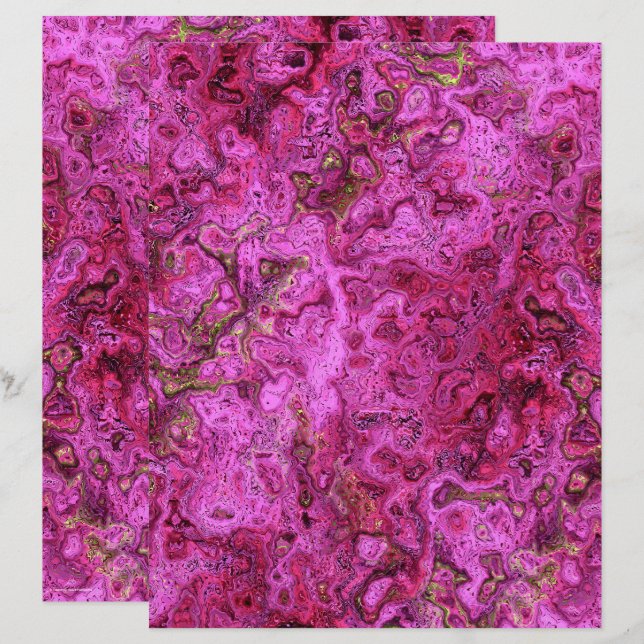 Pink Swirly Marble Scrapbook Paper 2-Sided Page (Fram/baksida)