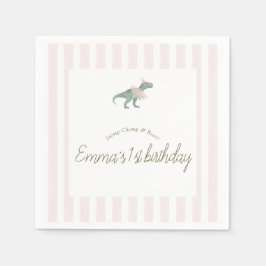 Pink T Rex Tutu Girl Birthday Party Napkins Pappersservett