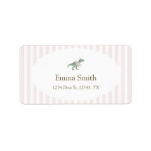 Pink T Rex Tutu Girl Birthday Return Address Label