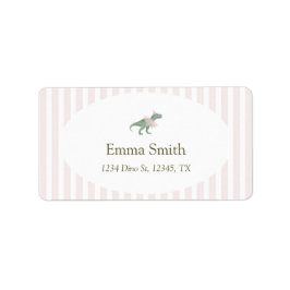 Pink T Rex Tutu Girl Birthday Return Address Label Adressetikett
