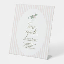 Pink T Rex Tutu Girl Birthday Time Capsule Sign