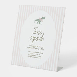 Pink T Rex Tutu Girl Birthday Time Capsule Sign