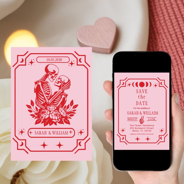 pink  tarot Goth save the date wedding Invitation Inbjudningar (Skapare uppladdad)