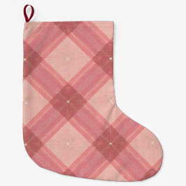 Pink Tartan Dog Christmas Stocking Stor Julstrumpa