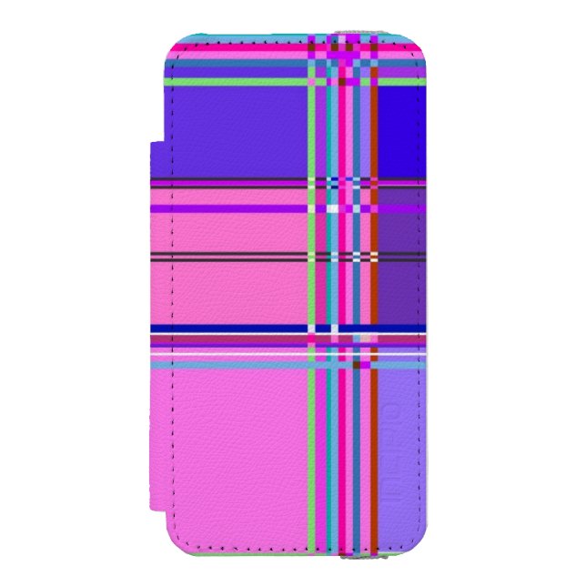 Pink tartan Fabric Pattern Cloth Madras Incipio iPhone Wallet Skal (Folio Framsidan)