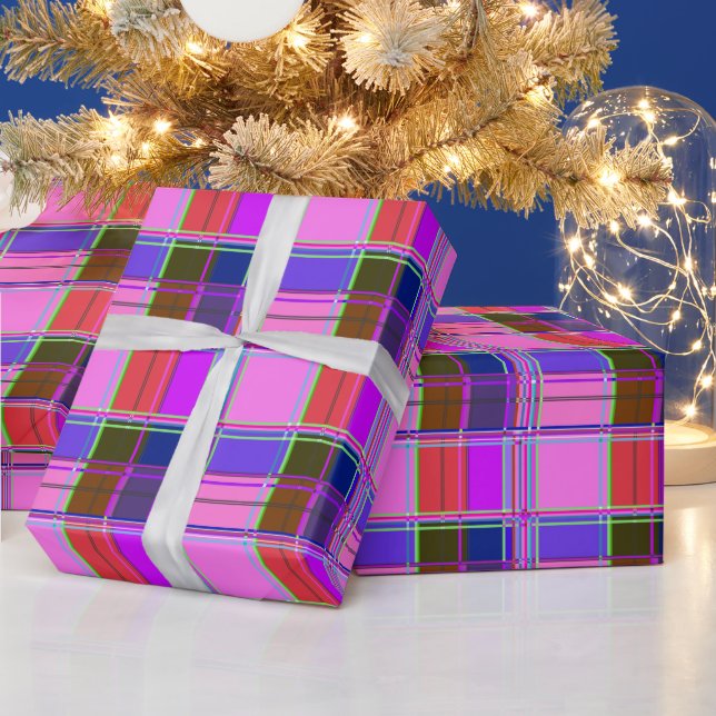 Pink tartan Fabric Pattern Cloth Madras Presentpapper (Helgdagar)