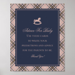 Pink Tartan Plaid Classic Rocking Advice for Baby Poster