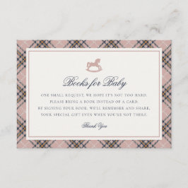 Pink Tartan Plaid Rocking Horse Baby Books Card Tilläggskort