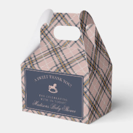 Pink Tartan Plaid Rocking Horse Baby Shower Presentaskar