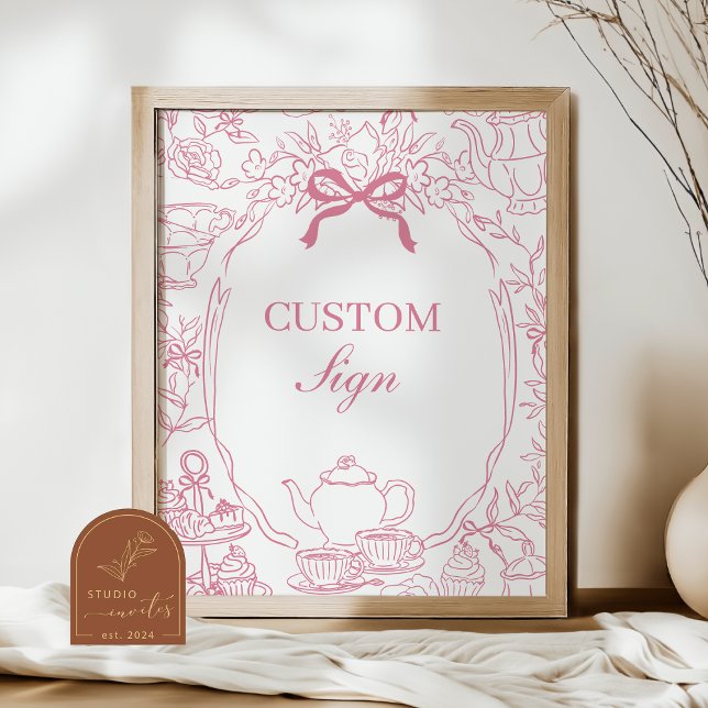 Pink Tea Chinoiserie Bow Custom Sign Poster (Skapare uppladdad)