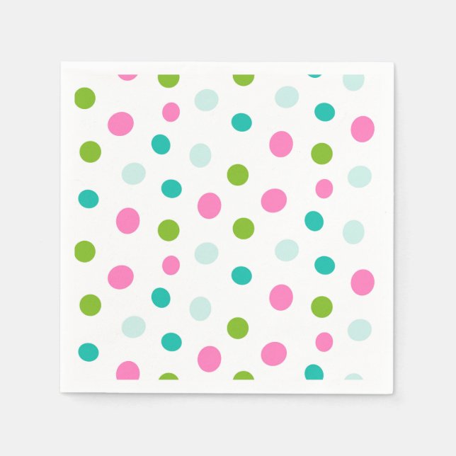 Pink Teal Polkadots Simple Modern Christmas  Pappersservett (Framsidan)