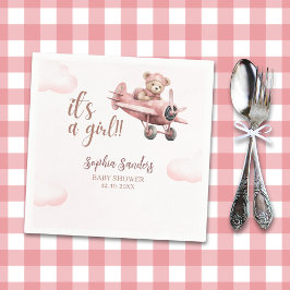 Pink Teddy Baby Shower for a Girl Pappersservett