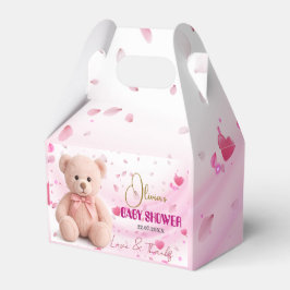 Pink Teddy Bear Baby Shower Favor Box- Editable Presentaskar