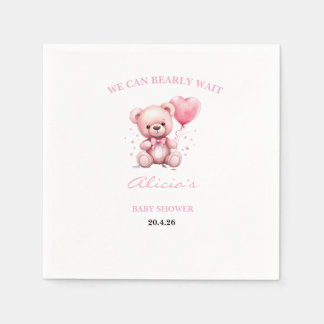 Pink Teddy Bear Baby Shower Pappersservett