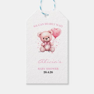 Pink Teddy Bear Baby Shower Presentetikett