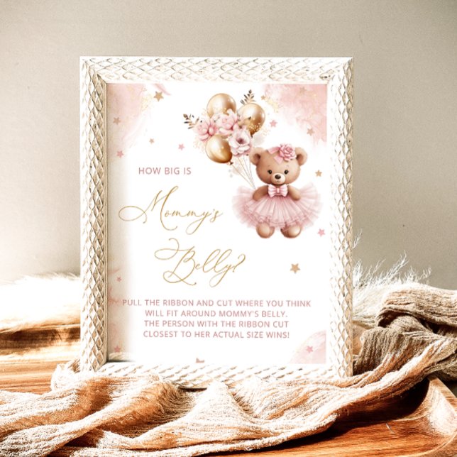 Pink Teddy Bear Balloons How big is Mommy's Belly Poster (Skapare uppladdad)