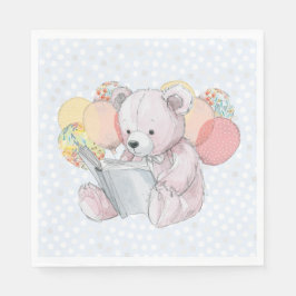 Pink Teddy Bear reading a book  Pappersservett