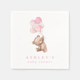 Pink Teddy Bear We Can Bearly Wait Baby Shower Pappersservett