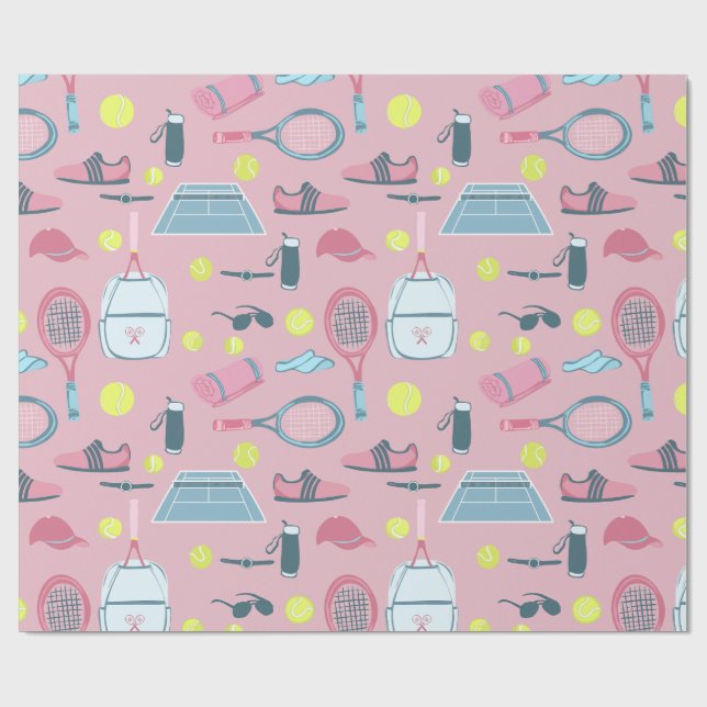 pink tennis racket ball court equipment presentpapper (Platt)