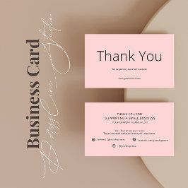 Pink Thank You Card Social Media Small Business Visitkort