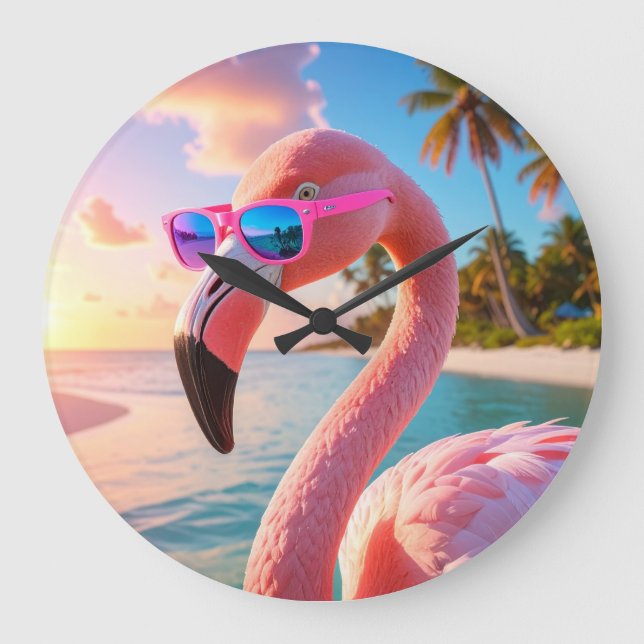 PINK THINKER - Flamingo PINK Stor Klocka (Framsida)