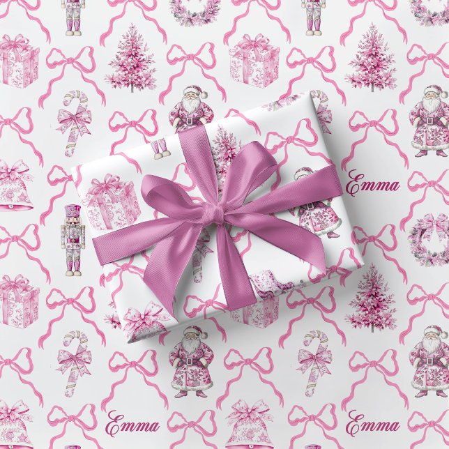 Pink Toile Nutcracker Wrapping Paper Christmas Presentpapper (Skapare uppladdad)