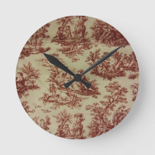 Pink Toile Rund Klocka