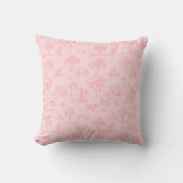 Pink Toile Throw Pillow Kudde
