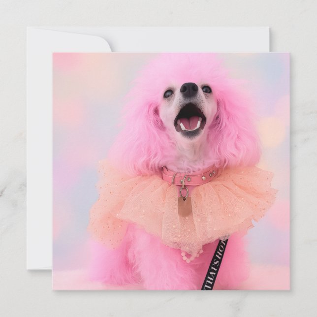 Pink Toy Poodle, Mozzarella The Poodle, card Julkort (Framsida)