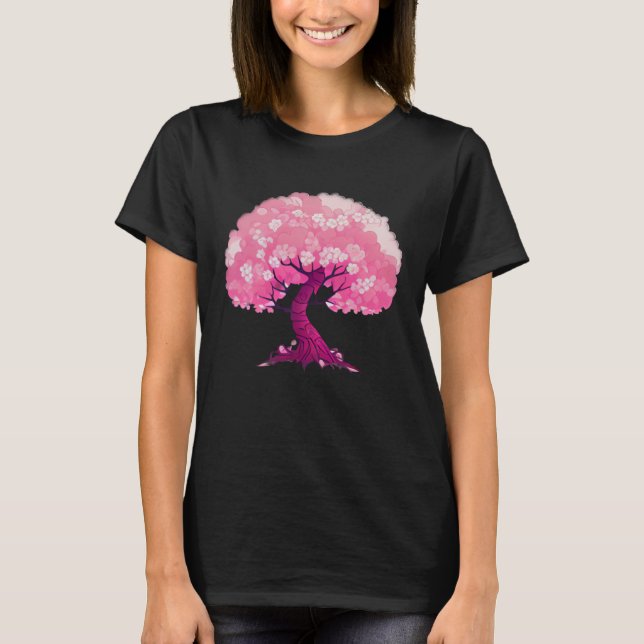 Pink tree of life cherry blossom t shirt (Framsida)