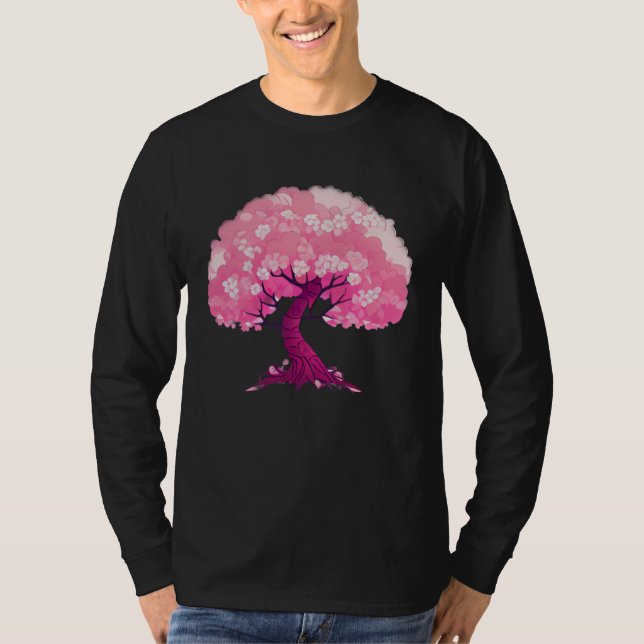 Pink tree of life cherry blossom t shirt (Framsida)
