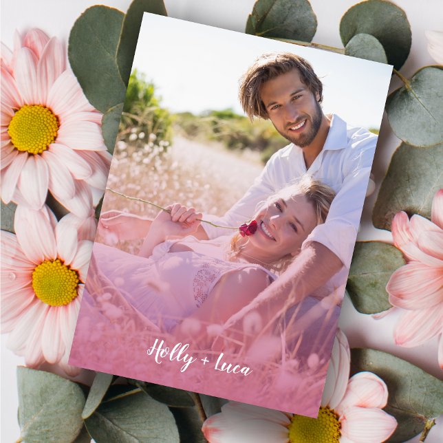 Pink Trendy Transparency Effect Photo Couple Inbjudningar (Skapare uppladdad)