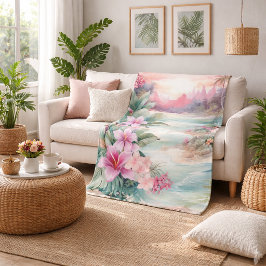 Pink Tropical Beach Fleecefilt