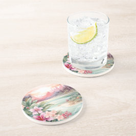 Pink Tropical Beach Underlägg