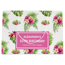 Pink Tropical Floral Luau Party Birthday