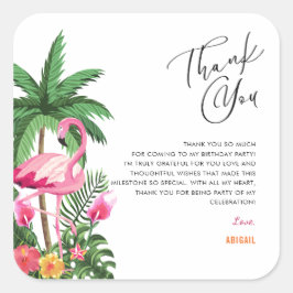 Pink Tropical Hawaiian Adult 25th Birthday Napkins Fyrkantigt Klistermärke