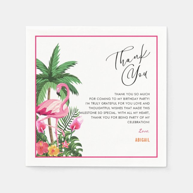 Pink Tropical Hawaiian Adult 25th Birthday Napkins Pappersservett (Framsidan)