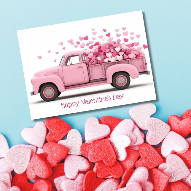 Pink Truck with Hearts Valentine`s Day Card  Kort (Skapare uppladdad)