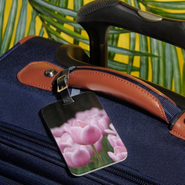 Pink tulip luggage tag bagagebricka (Framsida Insitu 1)