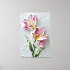 Pink Tulip Pair Texture Abstract Wall Art Canvastryck