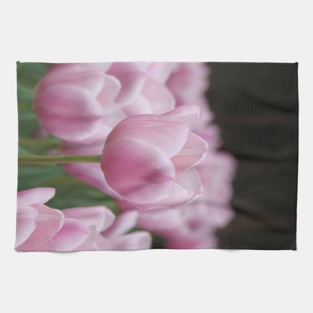 Pink tulip tea towel kökshandduk (Horisontell)