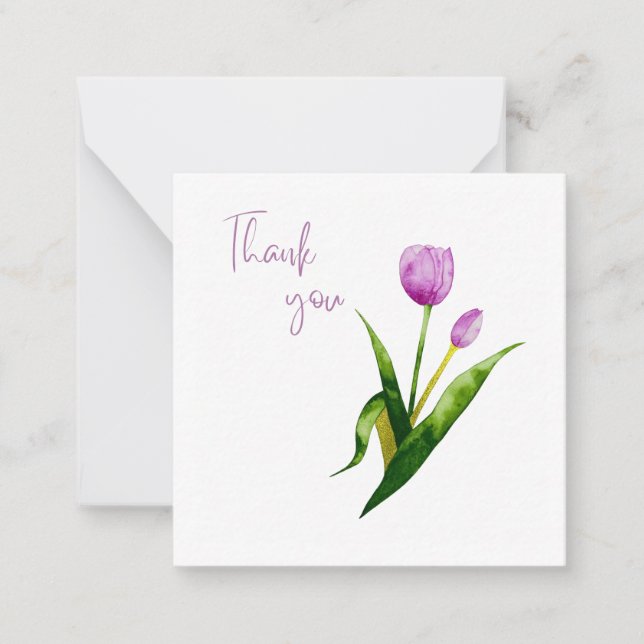 Pink Tulip Thank You Flat Notecard  Anteckningskort (Framsida)