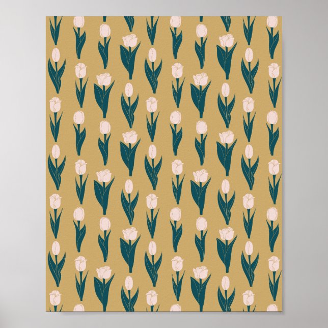 Pink Tulips Garden Poster (Framsidan)