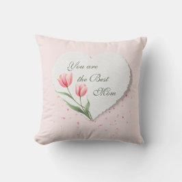 Pink Tulips Heart Mother's Day Gift Kudde