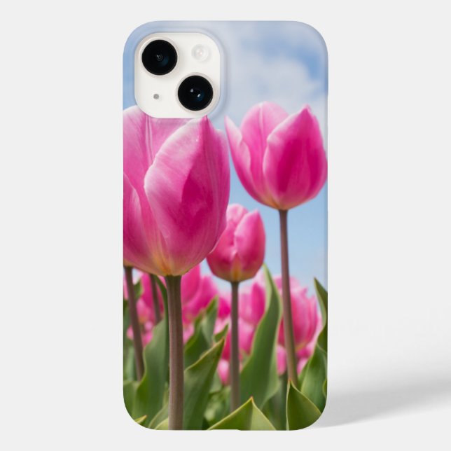 Pink Tulips iPhone Case – Floral Nature Aesthetic (Baksida)