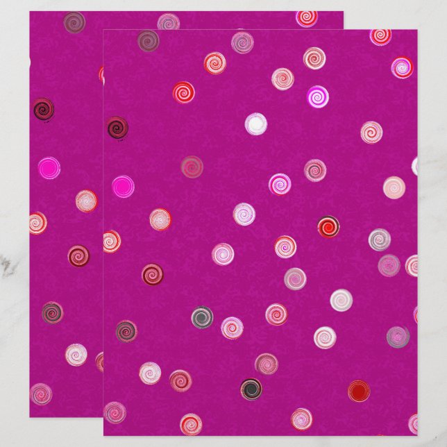 Pink Twisty Polka Dot Spiral 2-Sided Scrap Paper (Fram/baksida)