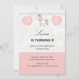 Pink Unicorn Floral Birthday Party Invitation Inbjudningar