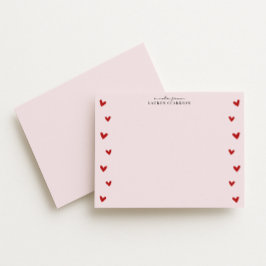 Pink Valentine Heart Border Note Card Inbjudningar