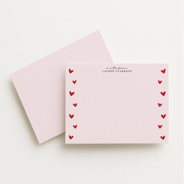 Pink Valentine Heart Border Note Card Inbjudningar (Skapare uppladdad)