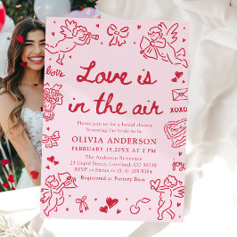 Pink Valentine Love is in the Air Bridal Shower Inbjudningar